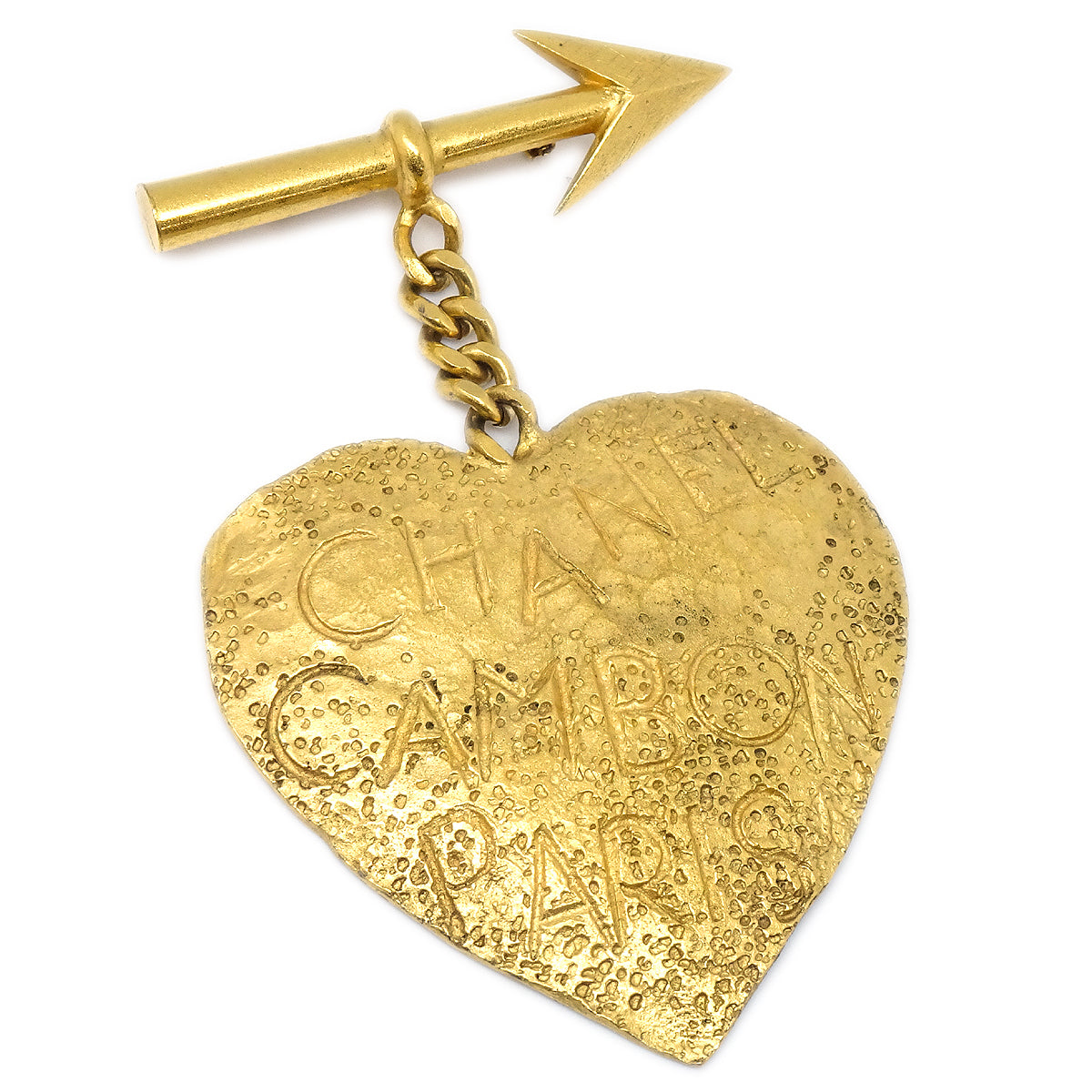 CHANEL 1993 Arrow Heart Brooch Gold 93A 77952