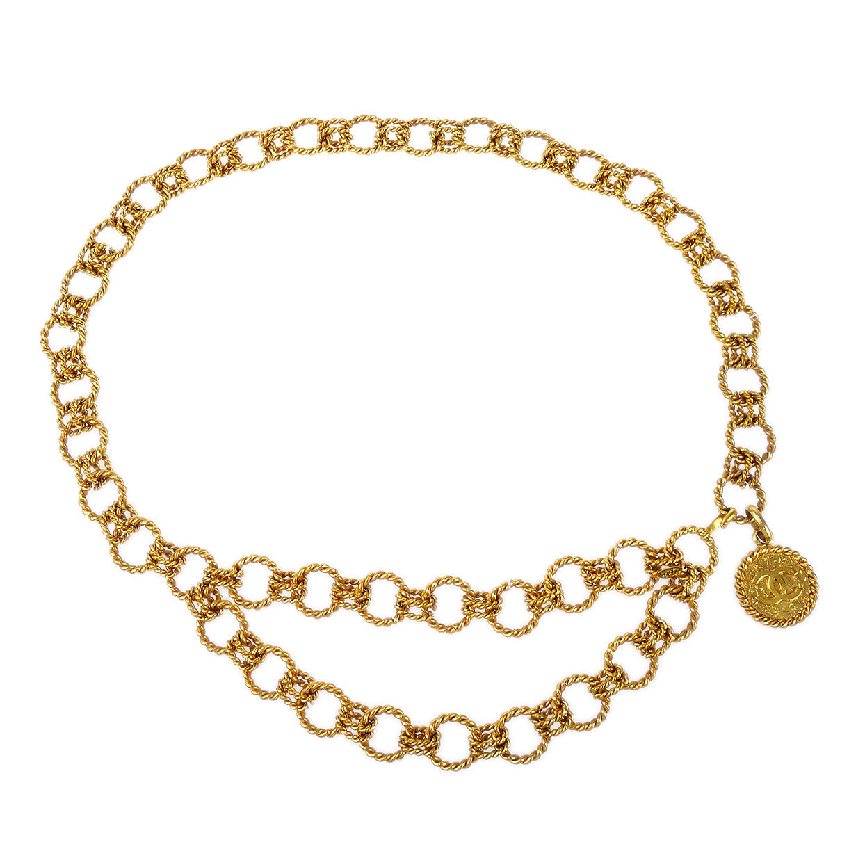 CHANEL Medallion Gold Chain Belt 29 Small Good 78672