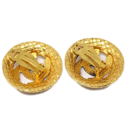 CHANEL Button Earrings Gold Clip-On 29/2889 68019