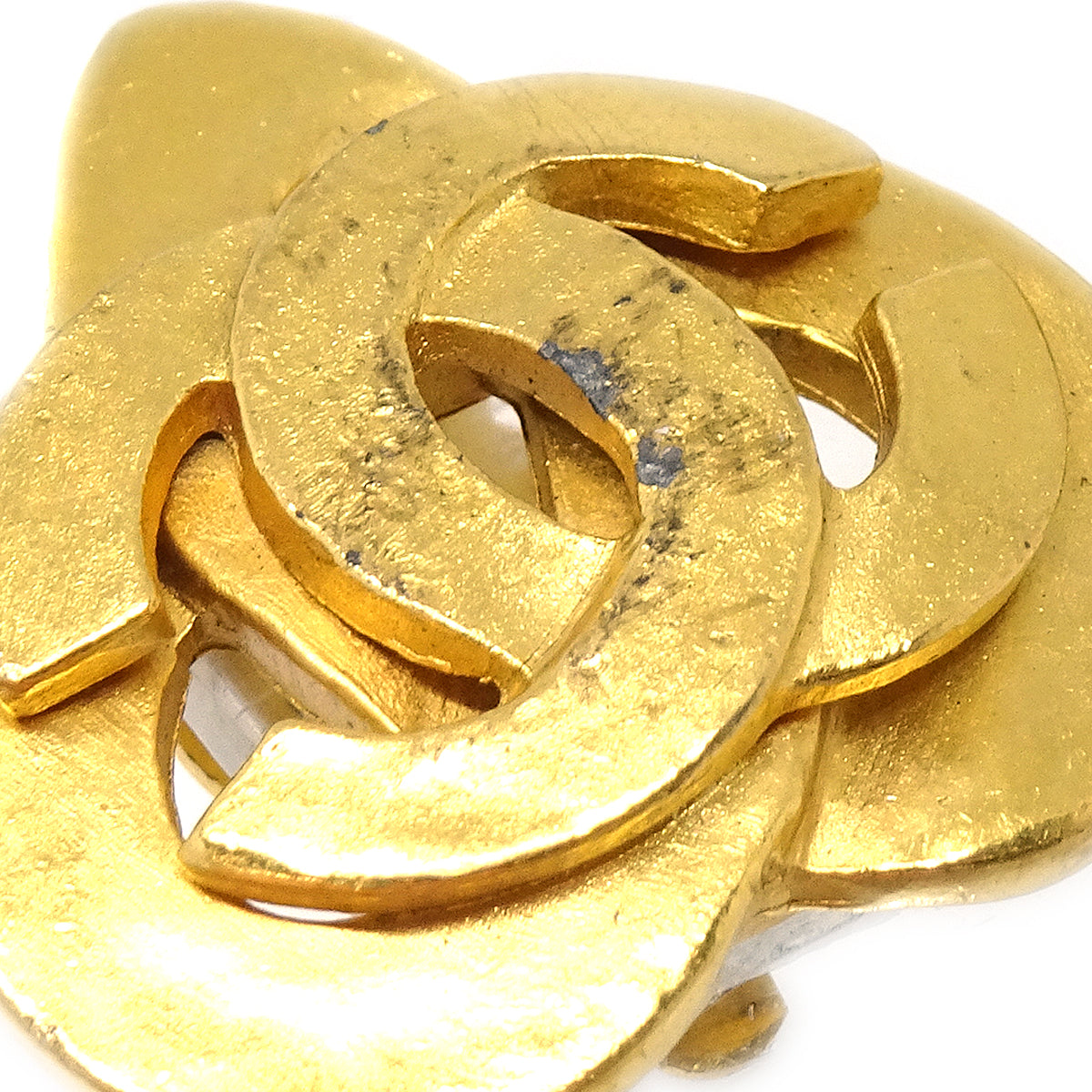 CHANEL Heart Earrings Gold Clip-On 97P 68060