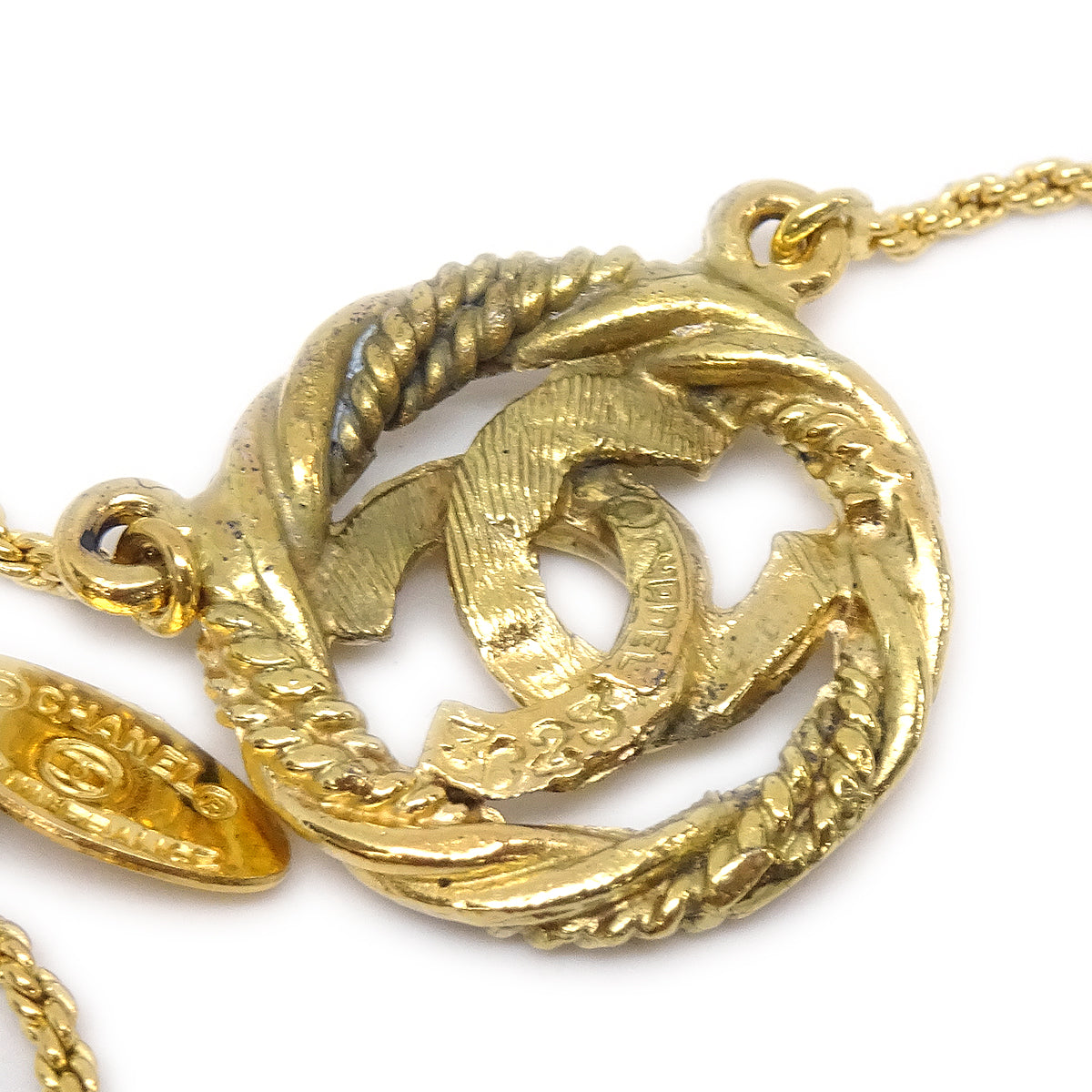 CHANEL Medallion Gold Chain Pendant Necklace 3622 78644