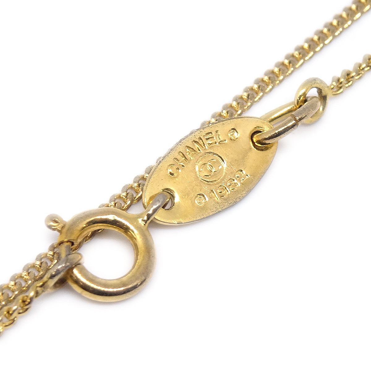 CHANEL Mini CC Gold Chain Pendant Necklace 1982 78440