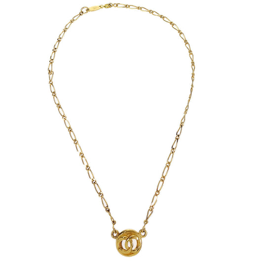 CHANEL Medallion Gold Chain Pendant Necklace 1982 78643