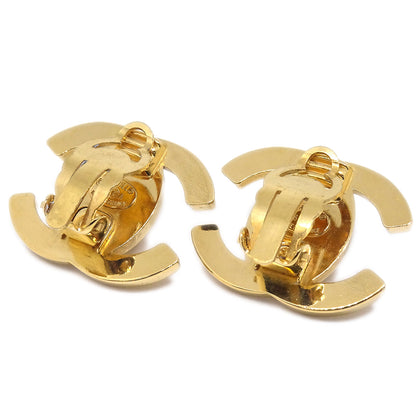 CHANEL Turnlock Earrings Clip-On Gold 96A 78655