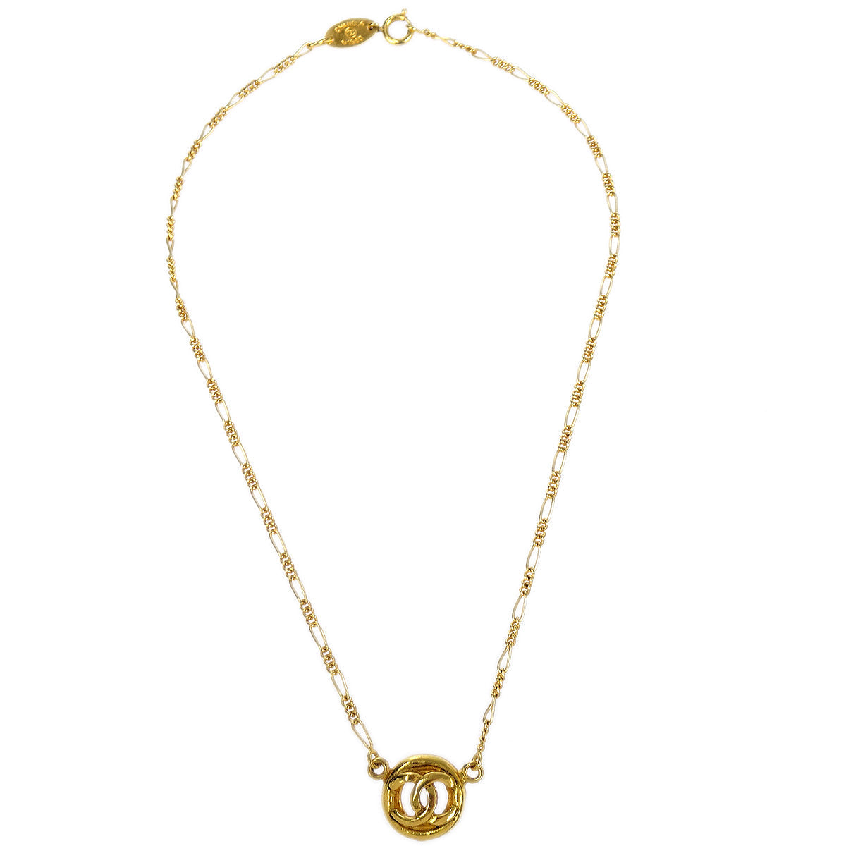 CHANEL Medallion Gold Chain Pendant Necklace 1983 97882