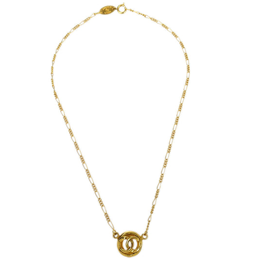 CHANEL Medallion Gold Chain Pendant Necklace 1983 97882