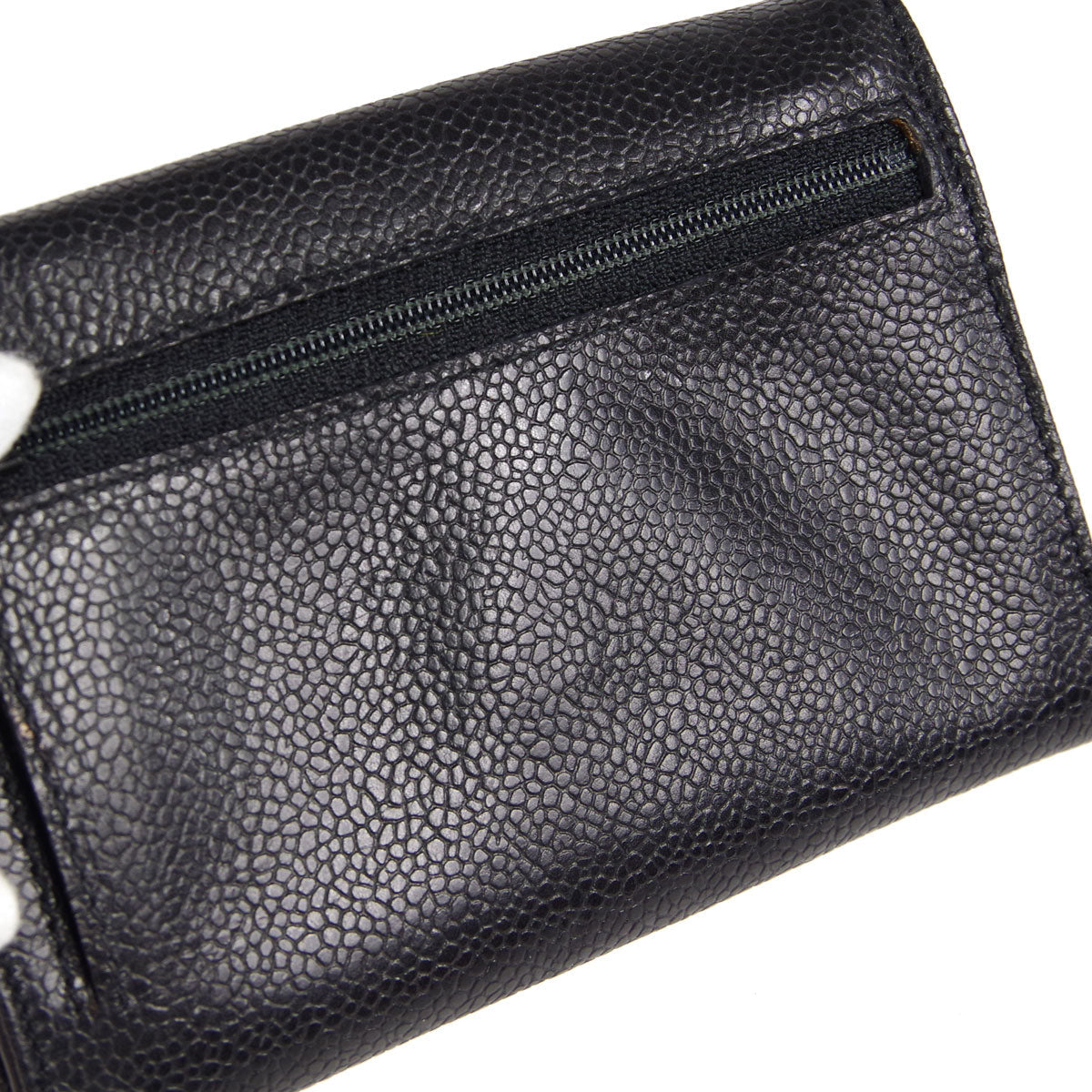 CHANEL * Bifold Wallet Black Caviar 89723