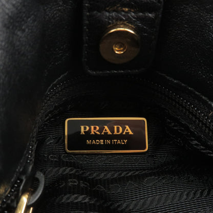 Prada Logo Nylon Leather Shoulder Bag Hand Bag Black BR4237