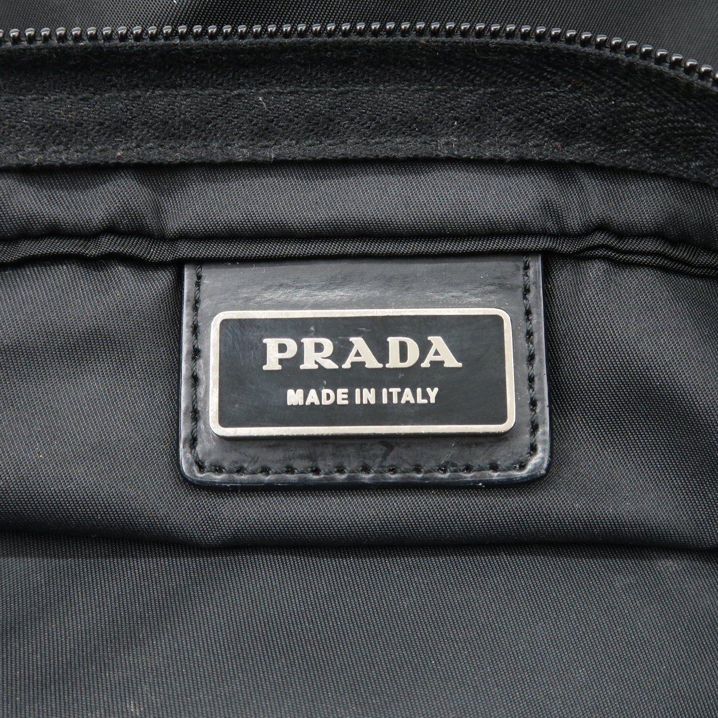 Prada Logo Nylon Leather Shoulder Bag NERO Black BT0175