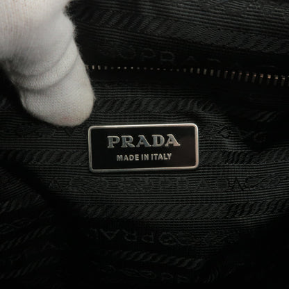 Prada Logo Nylon Leather Shoulder Bag NERO Black