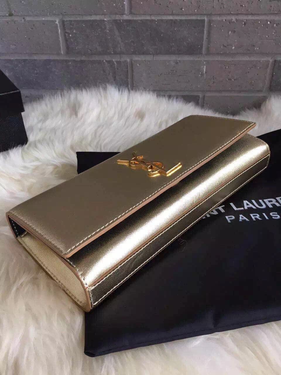 Yves Saint Laurent Golden Classic Metallic Monogramme Clutch