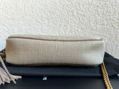 Yves Saint Laurent (YSL) Beige Linen Mini Lou Camera Bag