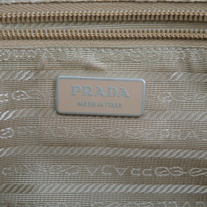 Prada Logo Nylon Leather Shoulder Bag Purse Beige BT0521