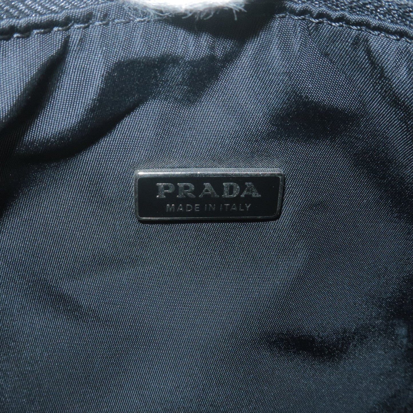 Prada Logo Nylon Pouch Hand Bag Purse NERO Black