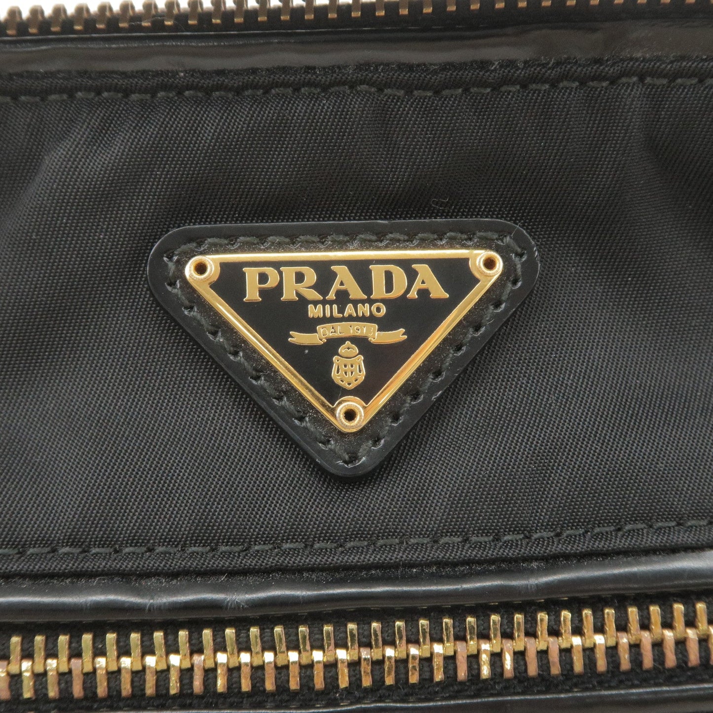 Prada Logo Nylon Leather Shoulder Bag NERO Black BN1834