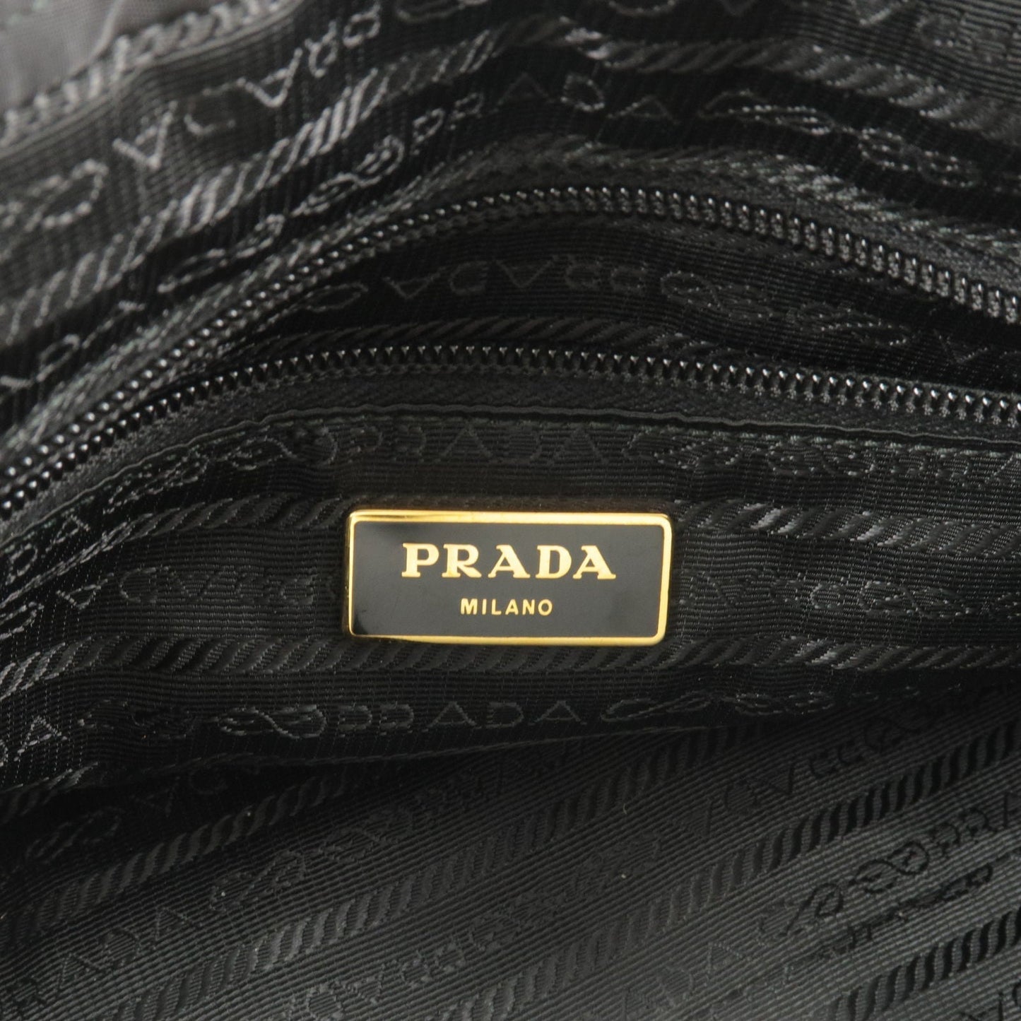 Prada Nylon Leather Ribbon 2Way Bag Shoulder Bag NERO Black