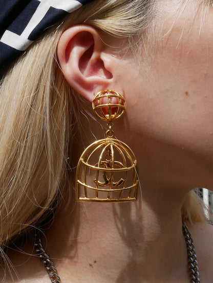 CHANEL 1994 Birdcage Earrings Gold 29 22022