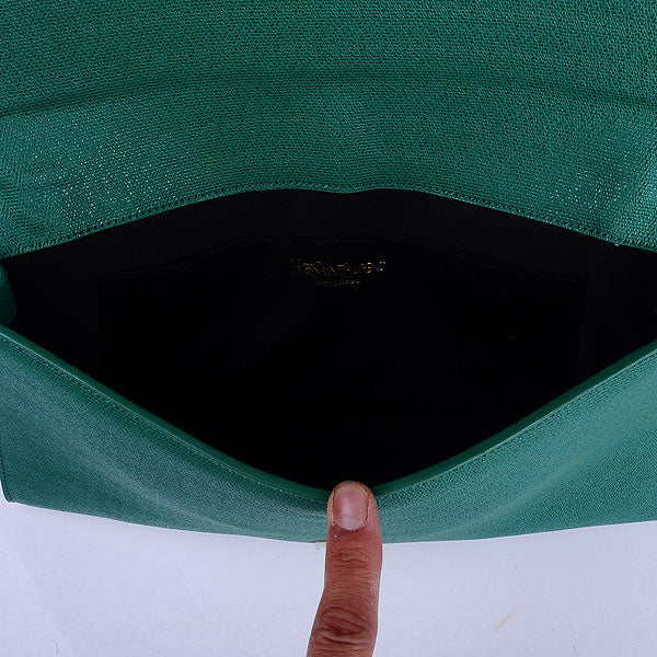 Yves Saint Laurent Lady Genuine Leather Purse Green 39321