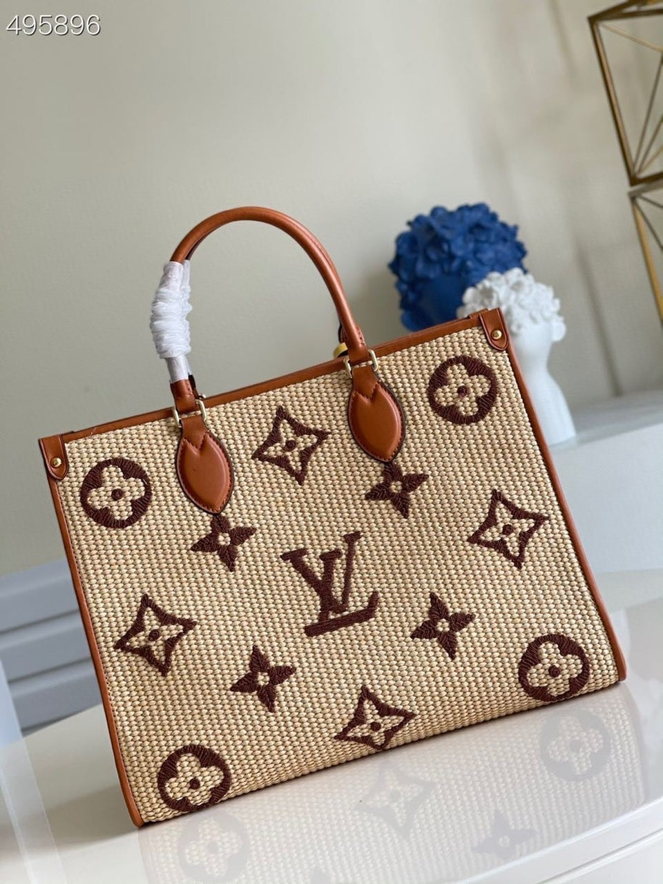 Louis Vuitton OnTheGo MM Tote Bag Monogram Raffia Tan  Handbags, Shoulder Bags