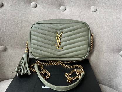 Yves Saint Laurent (YSL) Sage Green Mini Lou Camera Bag