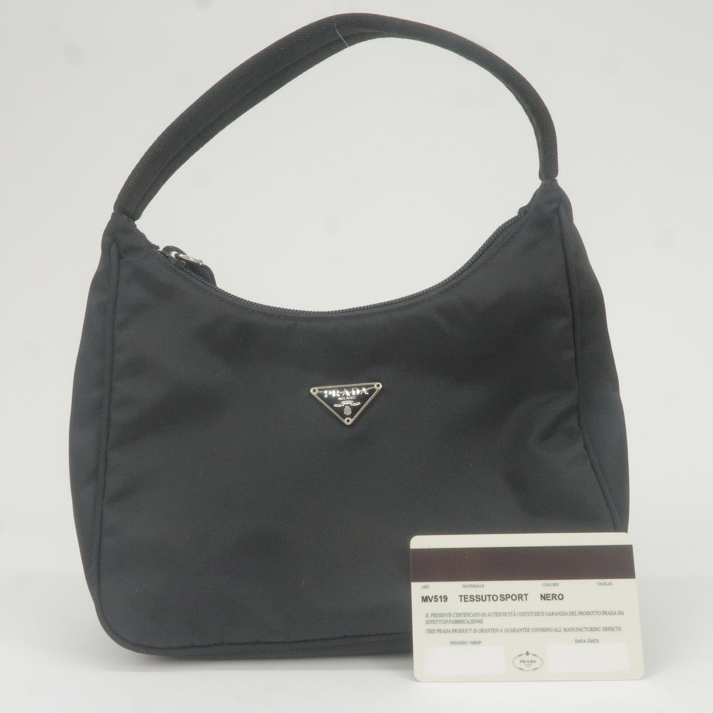 Prada Logo Nylon Pouch Mini Hand Bag Purse NERO Black MV519