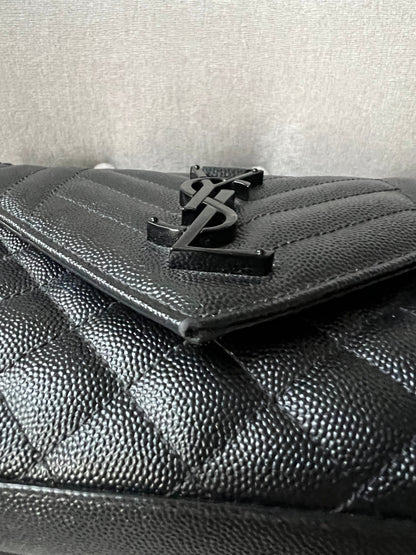 Yves Saint Laurent (YSL) Black on Black Small Envelope Bag