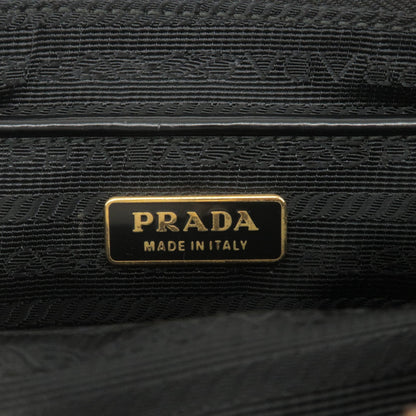 Prada Logo Nylon Leather Shoulder Bag NERO Black BN1834