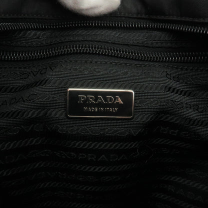 Prada Logo Nylon Leather Shoulder Bag Purse Black VA0251