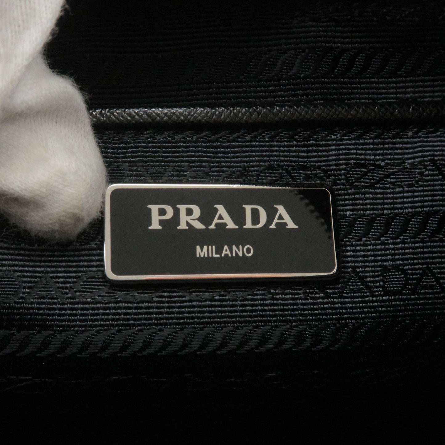 Prada Logo Nylon Leather Shoulder Bag Black Noir BT1023