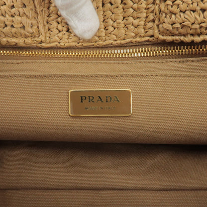 Prada Raffia Tricot Canapa 2WAY Basket Bag Hand Bag Caramel Orange