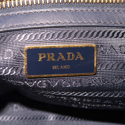 Prada Nylon Leaether Tote Bag Shoulder Bag Navy 1BC060