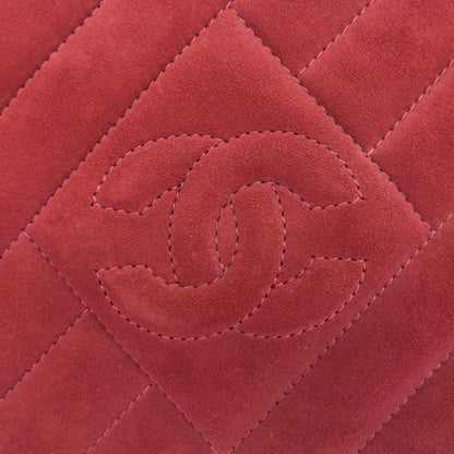 CHANEL Around 1995 Made Suede Cc Mark Stitch Fringe Chain Bag Red