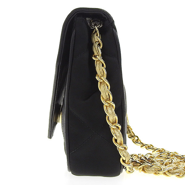 CHANEL Around 1990 Made V Flap Cc Mark Stitch Fringe Chain Bag Black/Gold