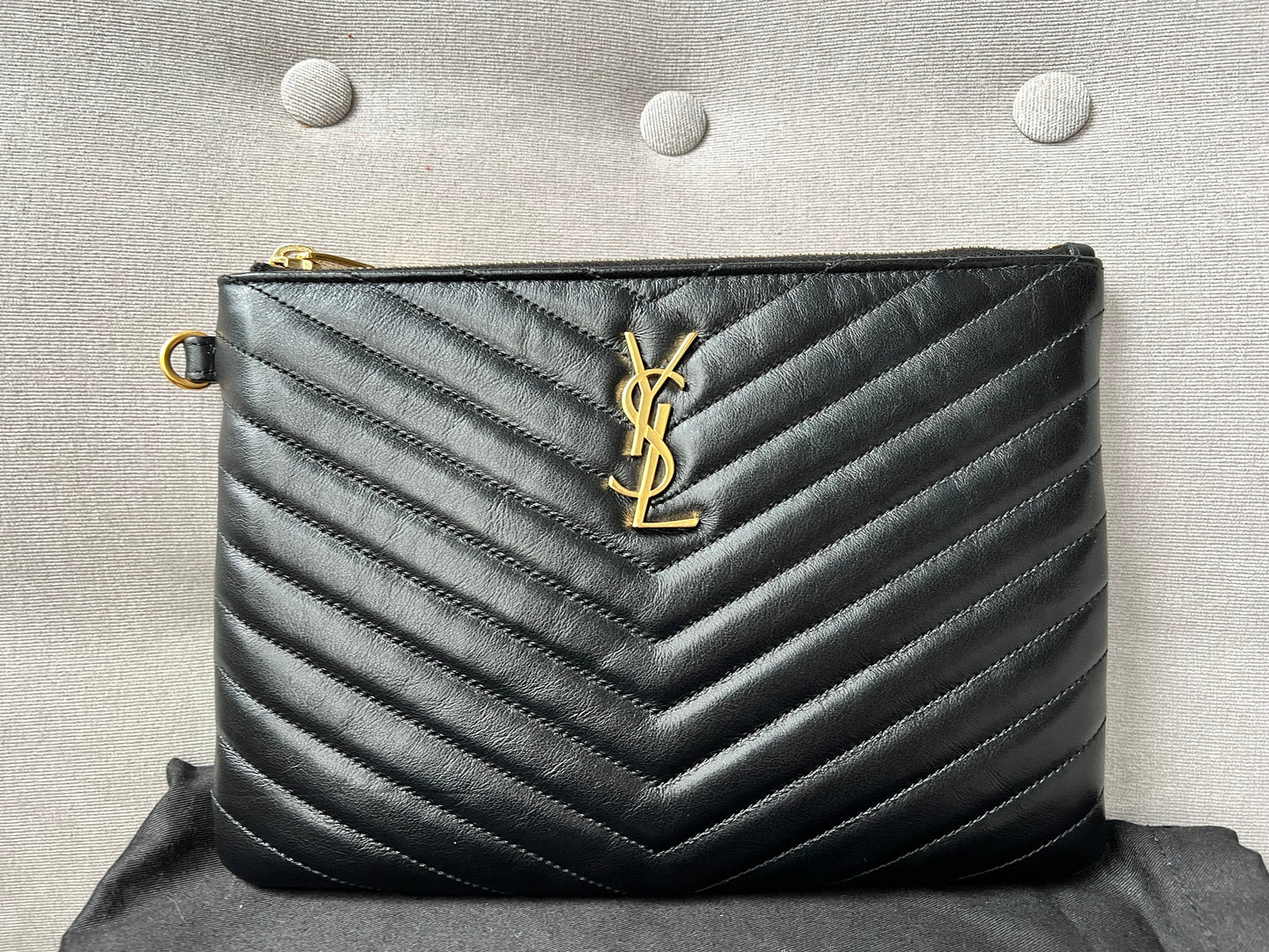 Yves Saint Laurent (YSL) Black Monogram Clutch Pouch