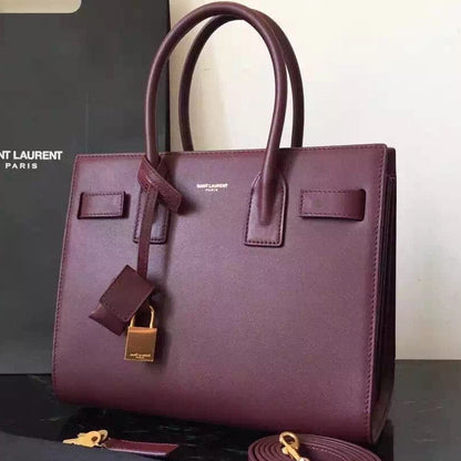 Yves Saint Laurent Baby Sac De Jour Bag In Burgundy Leather