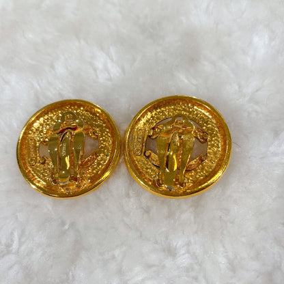 Chanel gold double C logo Earrings