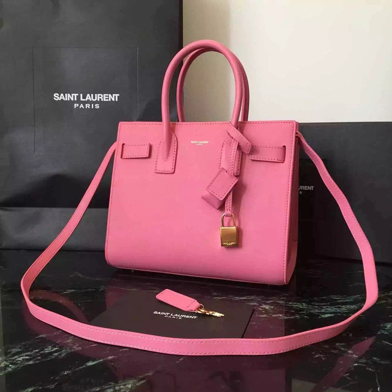 Yves Saint Laurent Baby Sac De Jour Bag In Pink Leather