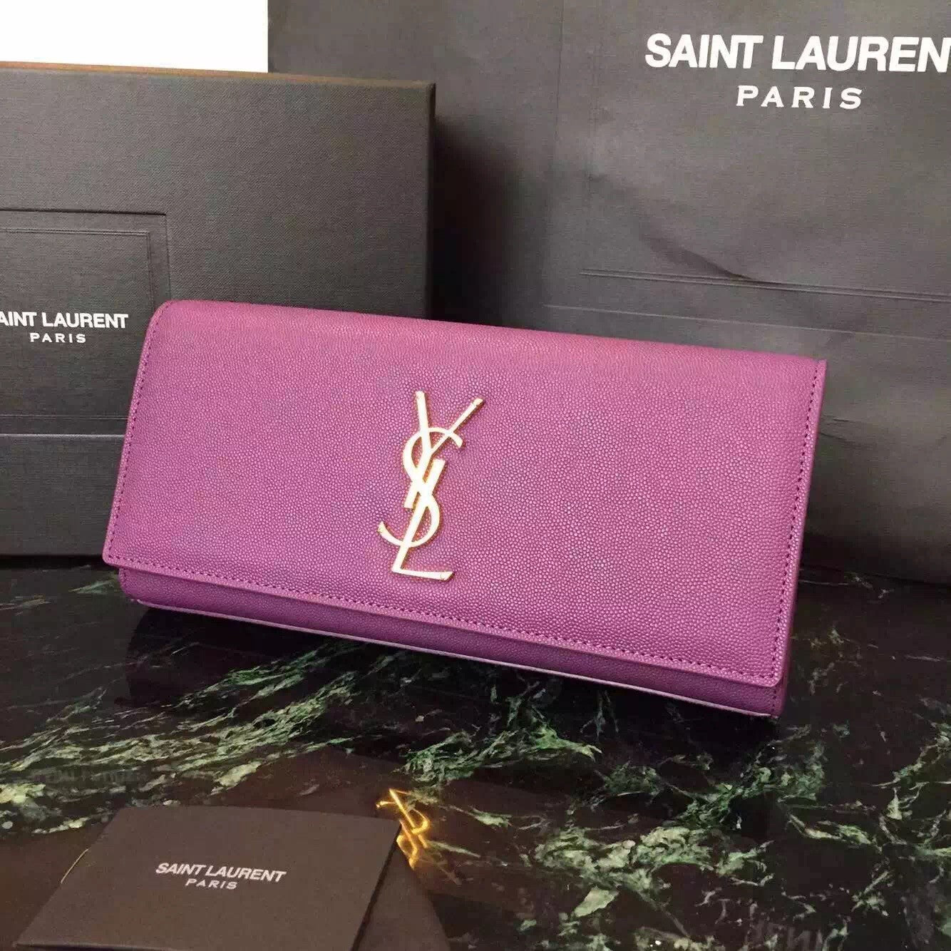 Yves Saint Laurent Purple Classic Monogramme Clutch