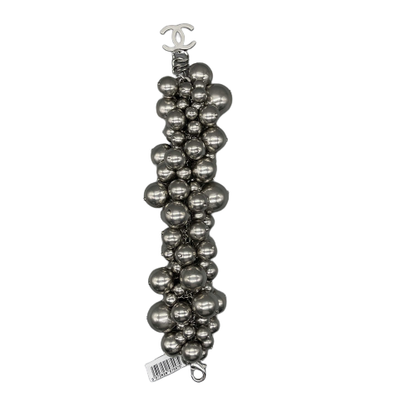 CHANEL- New - 2013 Summer - B13 S Silver CC Charm Cluster Ball Spheres Bracelet