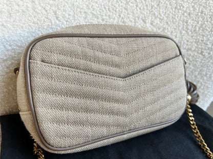 Yves Saint Laurent (YSL) Beige Linen Mini Lou Camera Bag