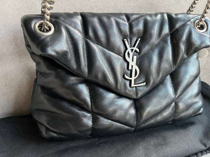 Yves Saint Laurent (YSL) Small Puffer in Black Quilted Lambskin