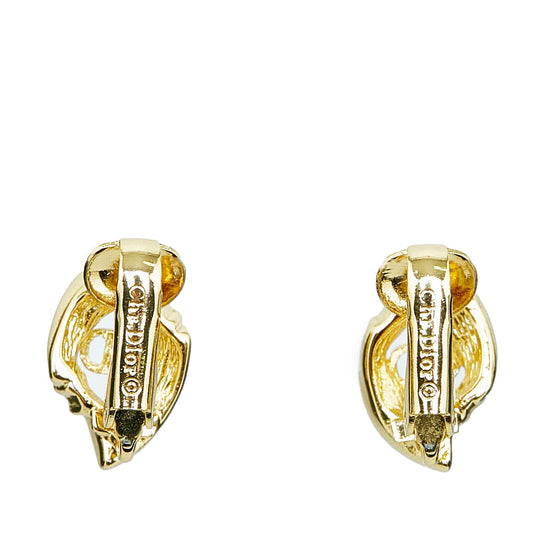 DIOR Rhinestone Logo Clip-On Earrings Costume Earrings