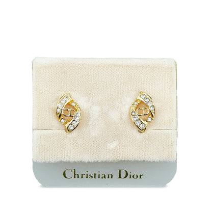 DIOR Rhinestone Logo Clip-On Earrings Costume Earrings