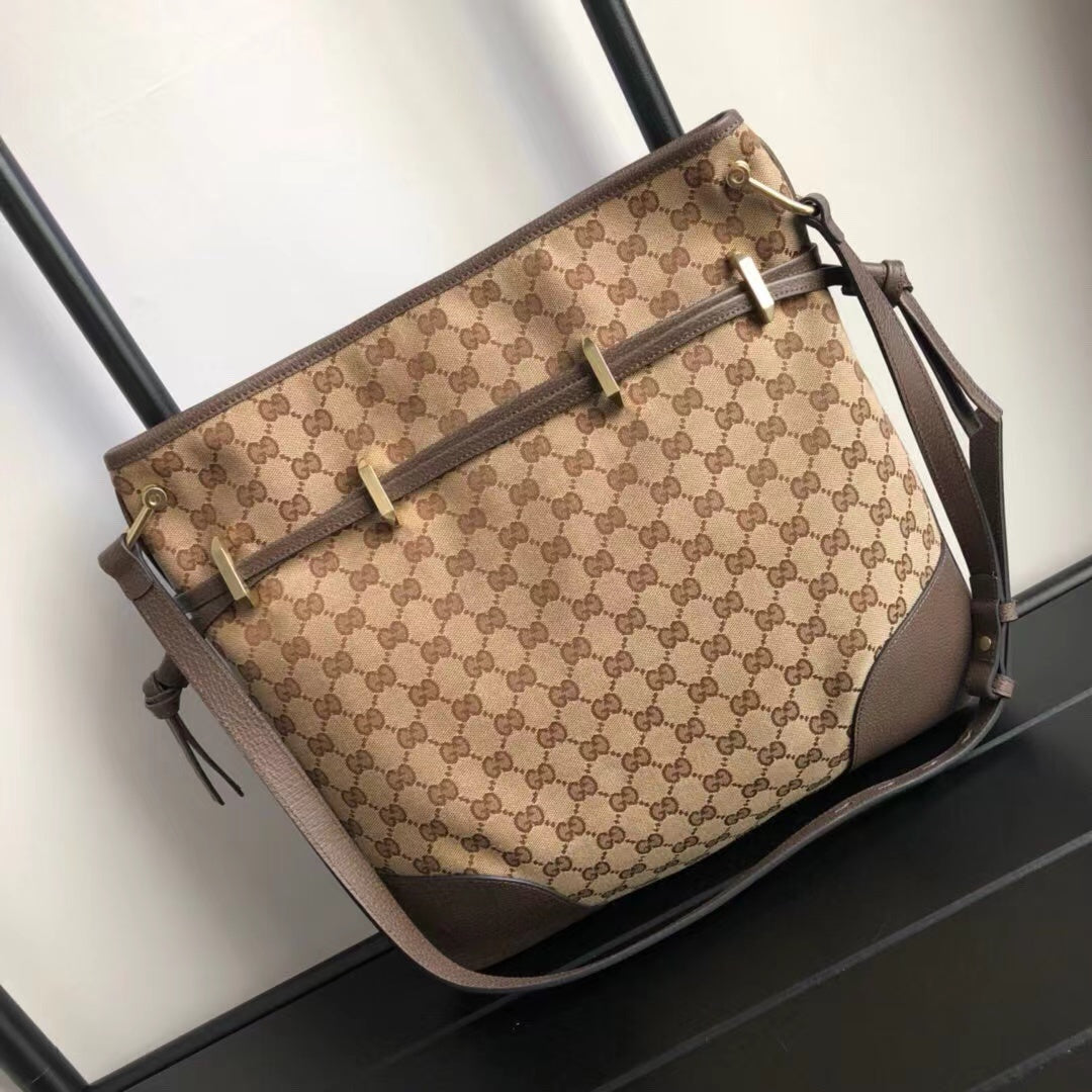 203546 Gucci Canvas Jockey Medium Tote