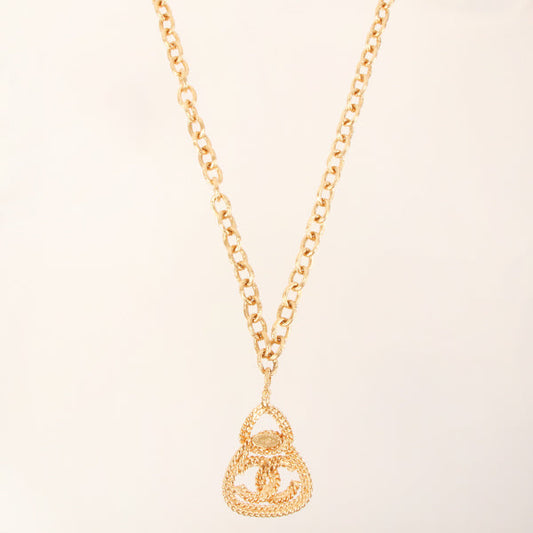 CHANEL 1993 Made Triangle Cc Mark Plate Necklace