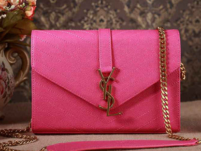 Yves Saint Laurent Small Monogramme Satchel Lipstick Fuchsia Grain Textured Matelasse Leather