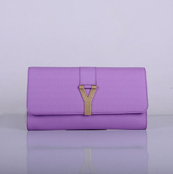 Yves Saint Laurent Lady Genuine Leather Purse Purple