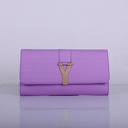 Yves Saint Laurent Lady Genuine Leather Purse Purple