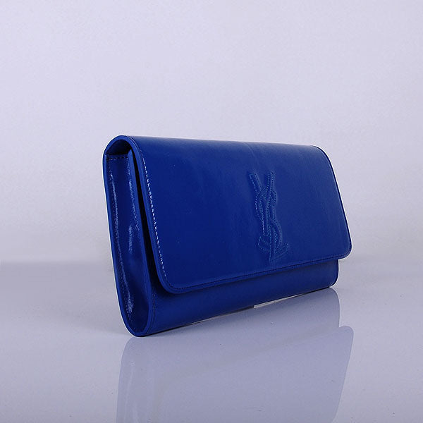 Yves Saint Laurent Lady Patent Leather Purse Sapphire Blue 39321