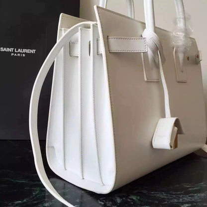 Yves Saint Laurent Small Sac De Jour Bag In White Leather